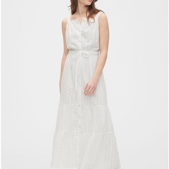 GAP Dresses & Skirts - GAP Apron Eyelet Maxi Dress in Optic White - Size 12